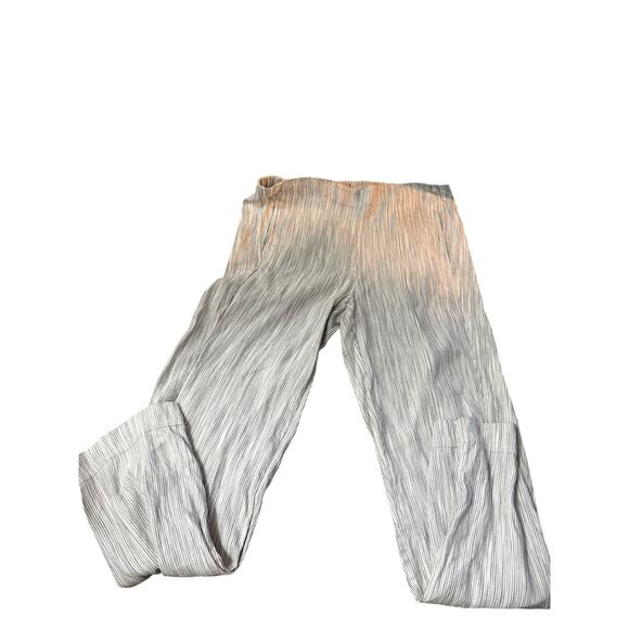 J. Jill Linen Pull On Lounge Pants 10 White Gray Stripe Beach Lightweight Casual - Picture 2 of 5